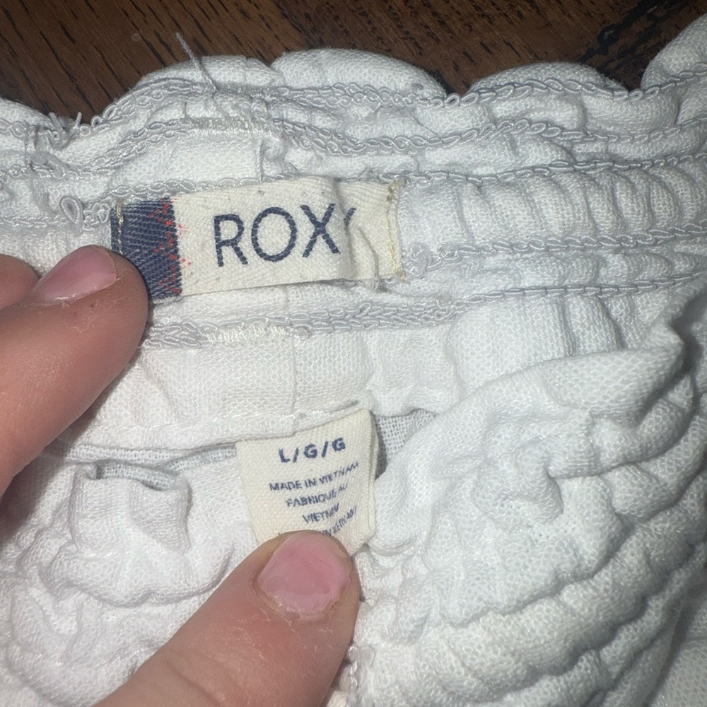 Roxy Womens Oceanside Flared Linen Blend White Drawstring Pant Size Large - Picture 5 of 6
